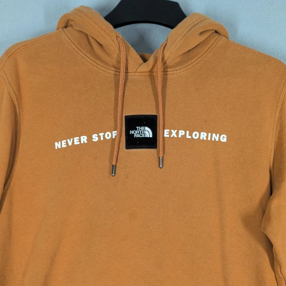 The North Face Hoodie Mens M Orange Never Stop Exploring‎ Pullover Sweatshirt